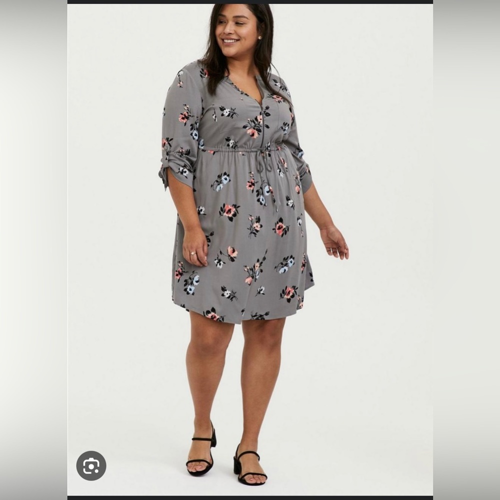 MINI CHALLIS ZIP-FRONT SHIRT DRESS